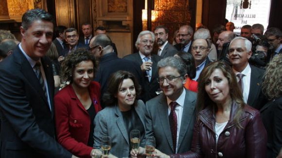 D'esquerra a dreta, Xavier Garca Albiol, Dolors Montserrat, Soraya Senz de Santamara, Enric Millo i Alcia Snchez Camacho