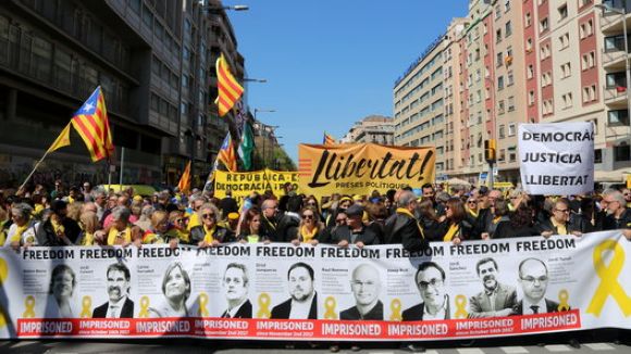 Capalera de la manifestaci a Barcelona / Foto: ACN