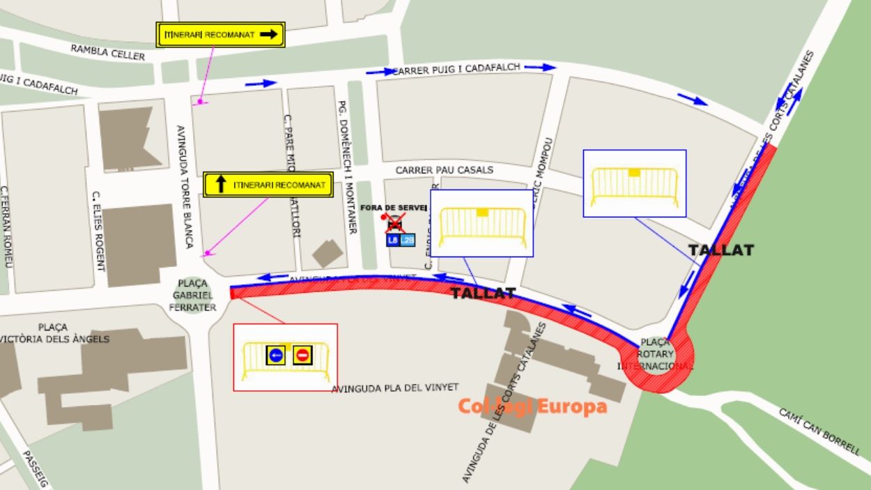 Detal de l'afectació de trànsit a la zona / Foto: Ajuntament de Sant Cugat