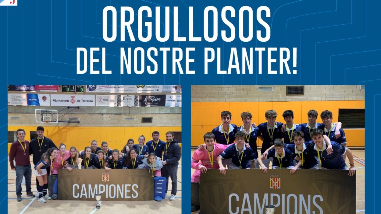 El juvenil masculí i femení del Junior, campions de Catalunya d'hoquei sala