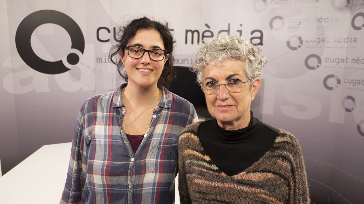 Arés Perceval, directora de l'Unipau, i Neus Sotomayor, la presidenta, al plató de Cugat Mèdia / Foto: Cugat Mèdia