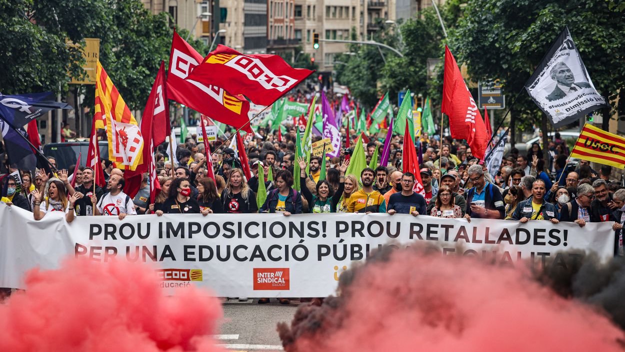 Un moment de la manifestació a Barcelona aquest dimecres / Foto: ACN