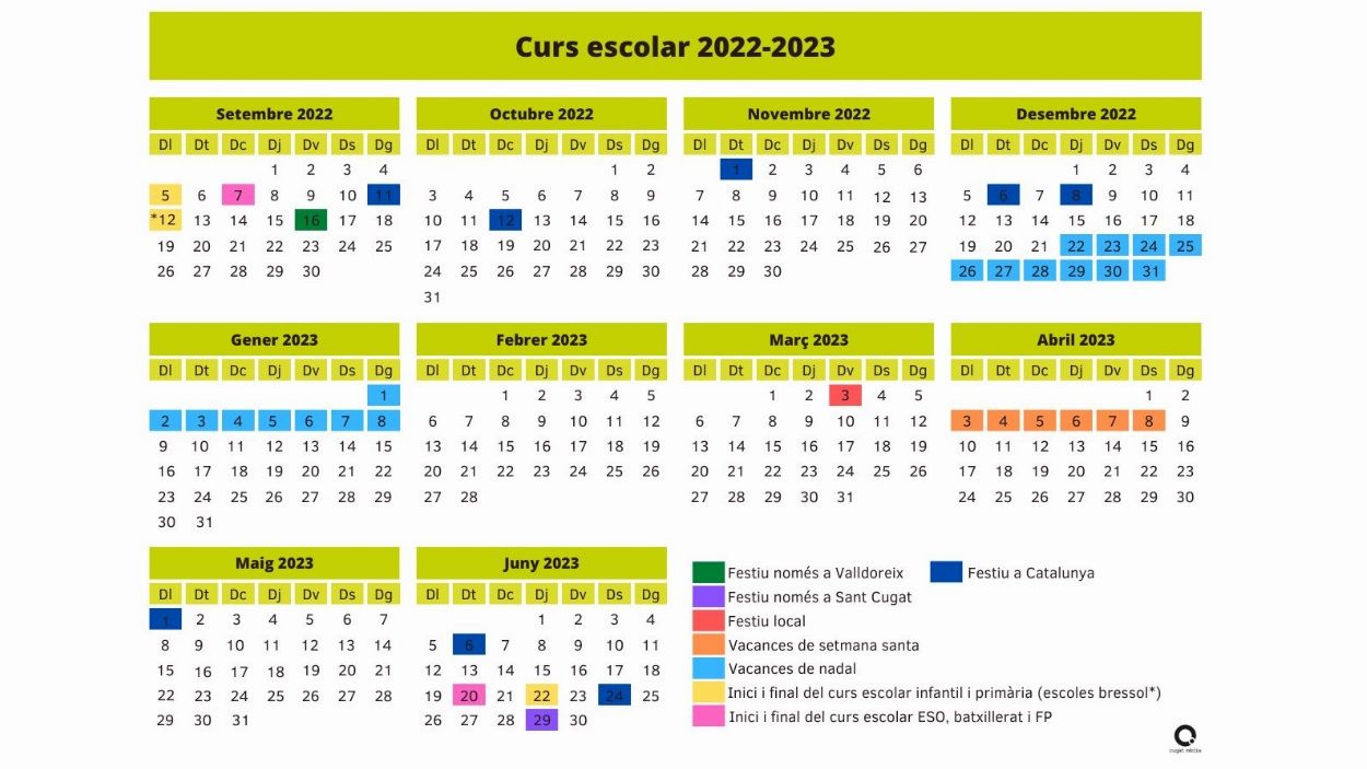 Calendari curs ecolar 2022-23