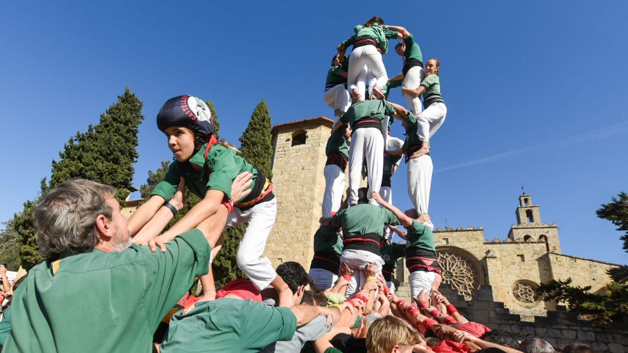 El 4 de 8 descarregat pels Castellers de Sant Cugat a la Diada dels Gausacs / Foto: Ajuntament