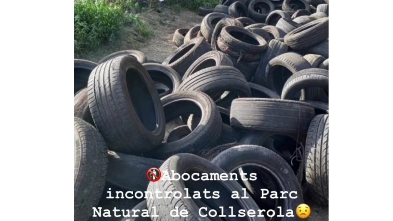 Imatge difosa de l'abocament de pneumàtics / Foto: Parc Natural de Collserola
