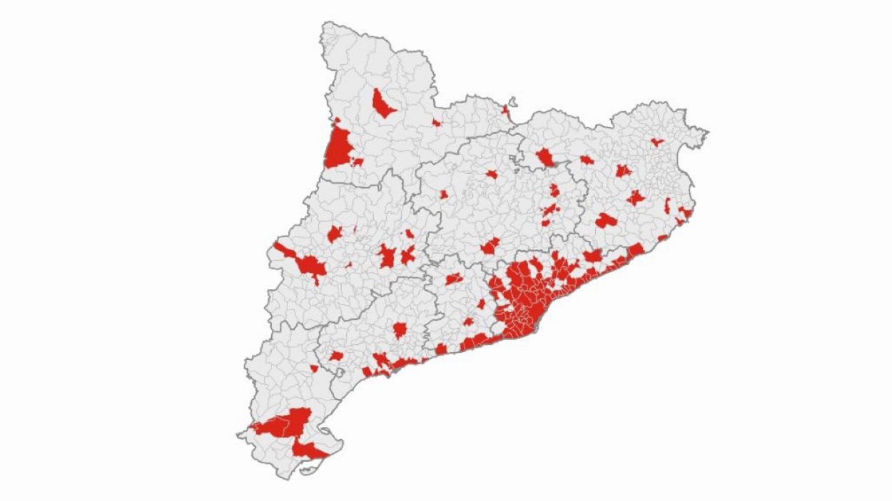 Els 140 municipis identificats com a zones tenses