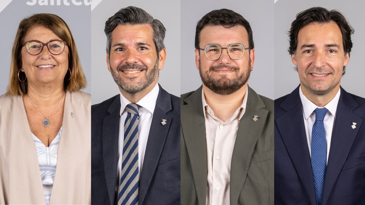 Pilar Gorina (PSC), Marcos Rodrguez (Vox), Ramon Gutirrez (ECP) i lvaro Benejam (PP) / Foto: Ajuntament de Sant Cugat