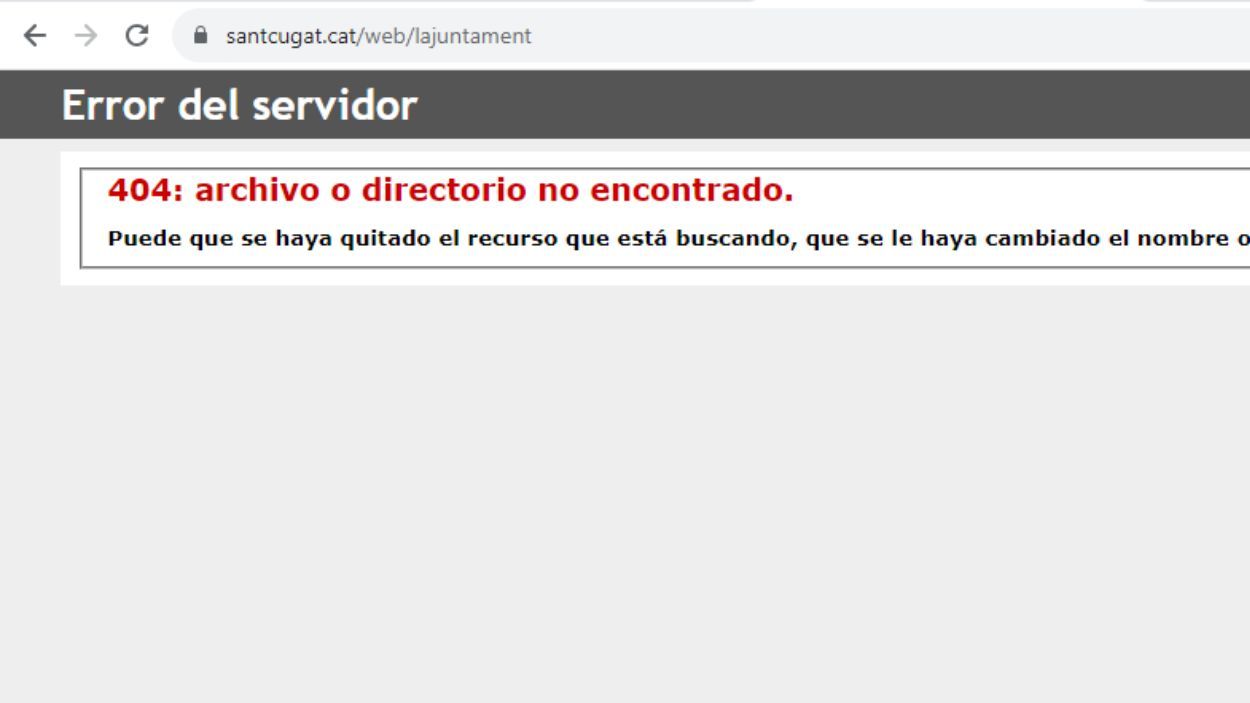 El missatge que apareix en intentar accedir al web de l'Ajuntament / Foto: Web de l'Ajuntament