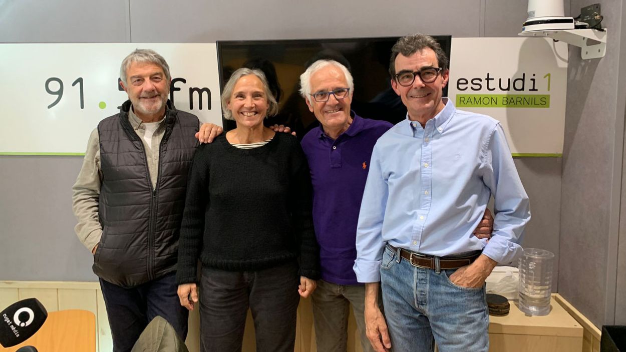 Àlvar Roda, Anna Masferrer, Rogeli Pedró i Toni Samsó a l'estudi 1 de Ràdio Sant Cugat/Foto: Toni Samsó