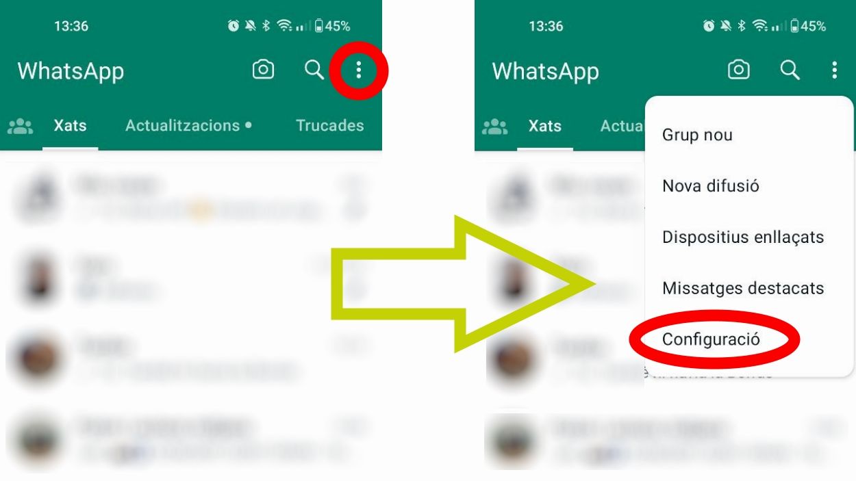 El primer, anar a la configuraci de WhatsApp