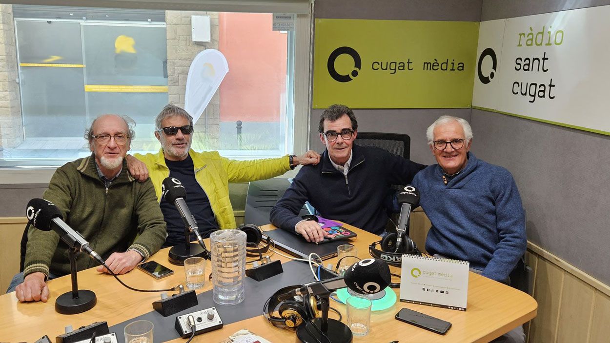 Frederic Cabanes, Àlvar Roda, Toni Samsó i Rogeli Pedró a l'estudi 1 de Ràdio Sant Cugat/ Foto:Cugat Mèdia