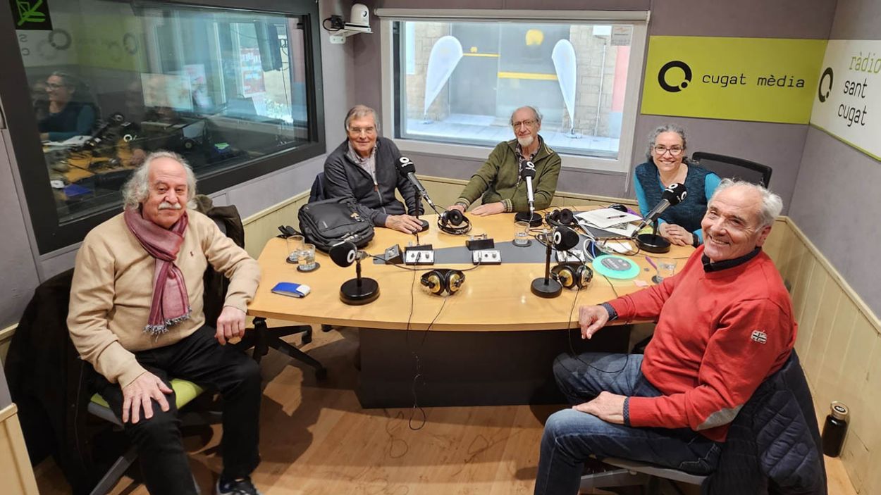 Manel Calaseit, Jaume Cifuentes, Frederic Cabanas i Jaume Borda a l'estudi 1 de Ràdio Sant Cugat