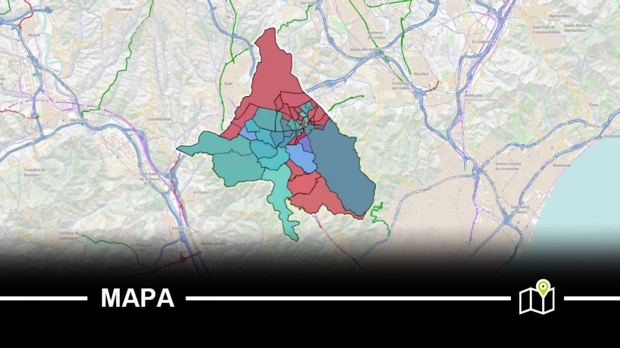 Mapa dels resultats per collegi electoral a Sant Cugat / Foto: Geoportal Sant Cugat