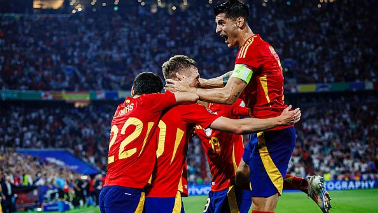 La celebraci d'un gol de la selecci espanyola en aquesta Eurocopa / Foto: RFEF