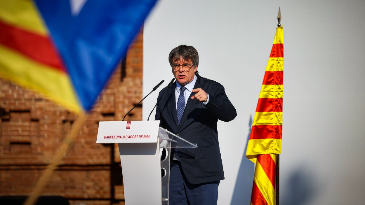 Puigdemont, en el seu discurs a Arc de Triomf / Foto: ANC (Jordi Borrs)