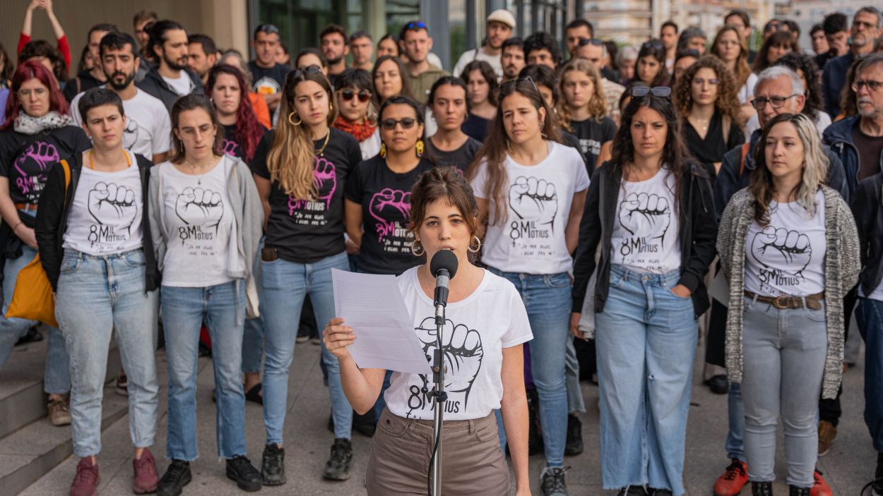 Les encausades, en un dels actes de suport davant els jutjats de Terrassa, al maig / Foto: Cugat Mdia (Marc Asensio)