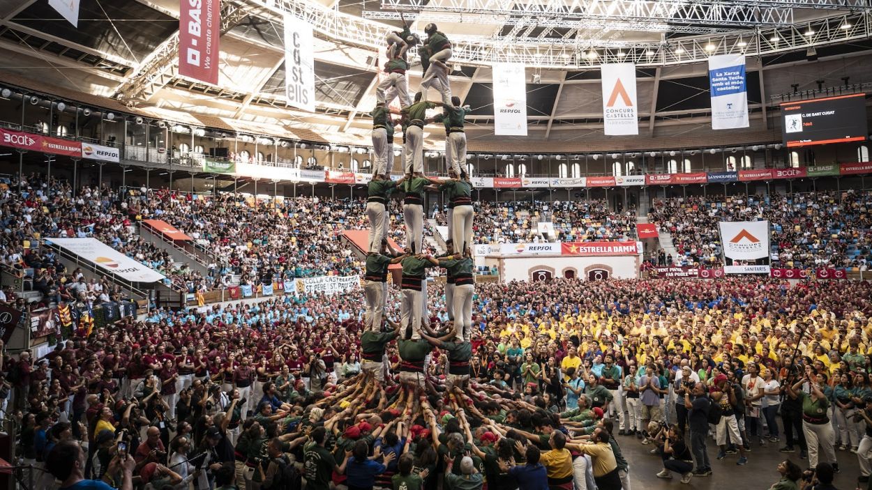 El 7d8 dels Castellers de Sant Cugat al Concurs de Tarragona 2024 / Foto: Castellers de Sant Cugat