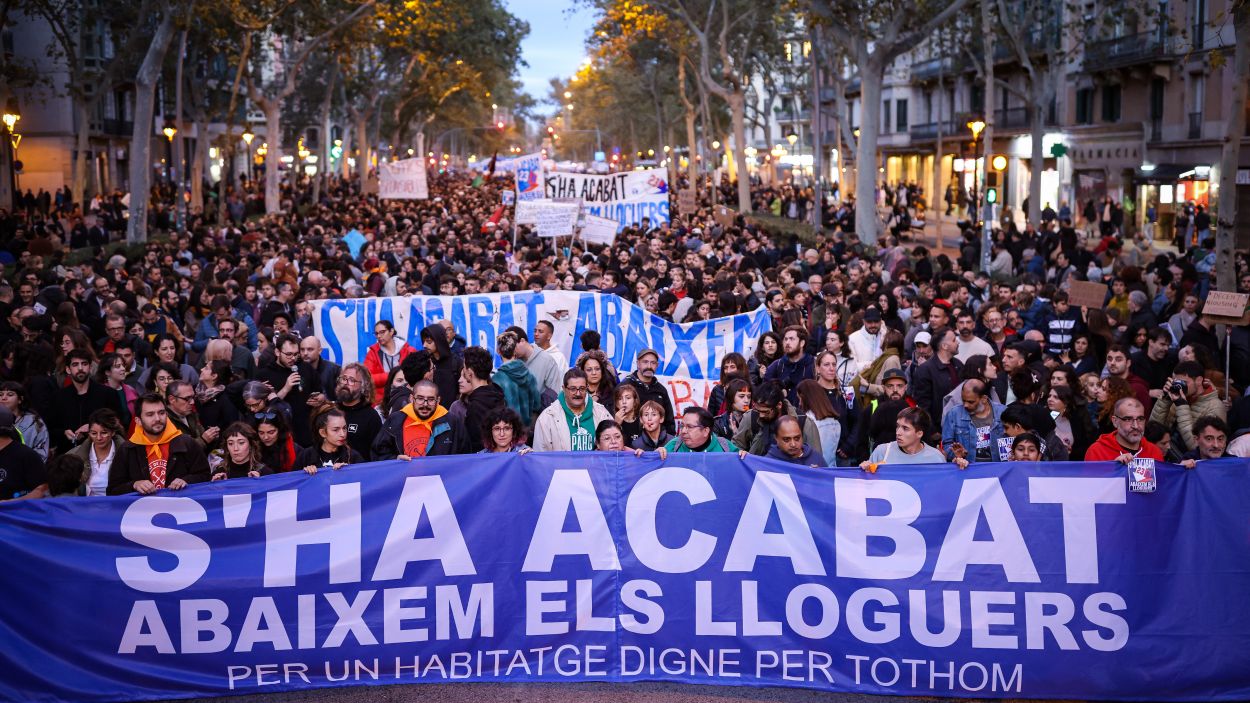 Imatge de la manifestaci pel dret a l'habitatge de Barcelona