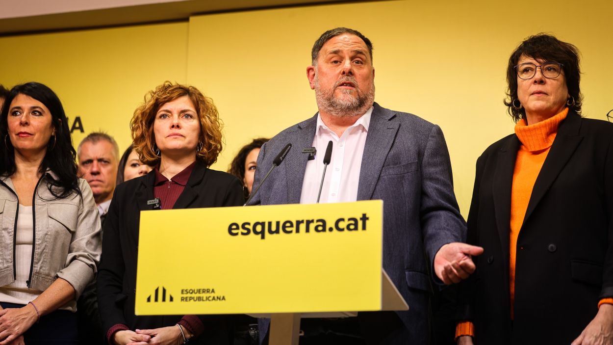 Ars Tubau, Elisenda Alamany, Oriol Junqueras i Diana Riba, aquest dissabte desprs de saber-se els resultats / Foto: ACN (Jordi Borrs)