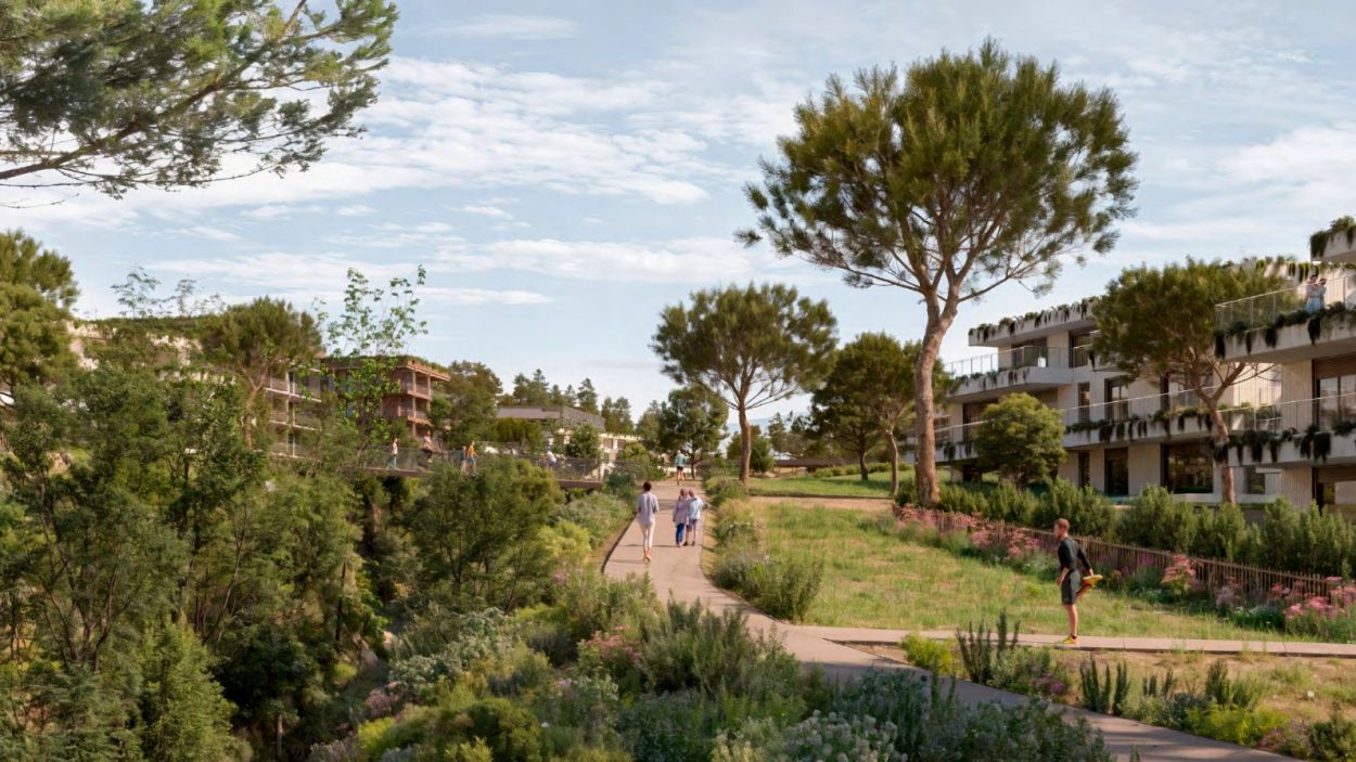 Una projecci del barri que l'Ajuntament de Sant Cugat vol construir a l'antic camp de golf de Can Sant Joan / Foto: Ajuntament