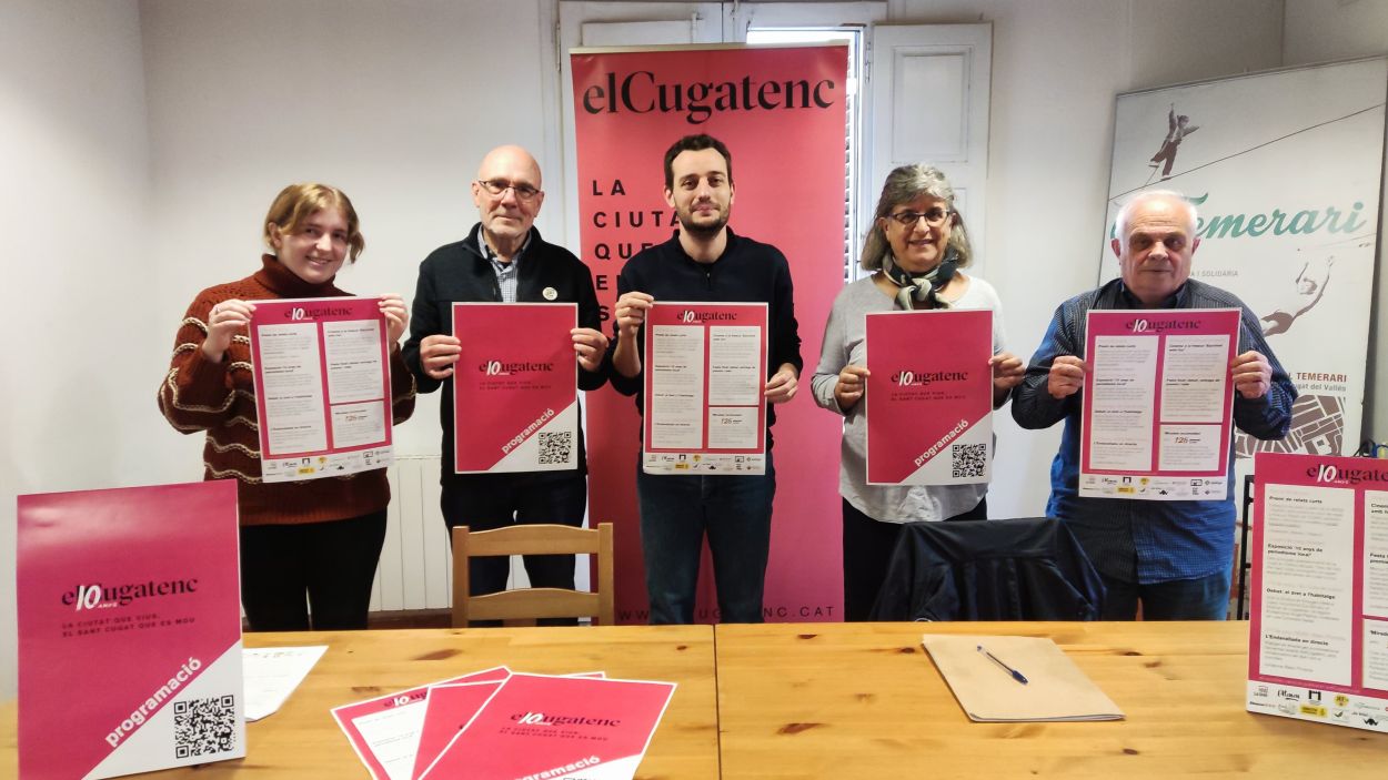 Laia Coronado, Julio Snchez, Jordi Pascual, Margarida Cleris i David Casas durant la presentaci de la programaci del 10 aniversari d'elCugatenc / Foto: Cugat Mdia