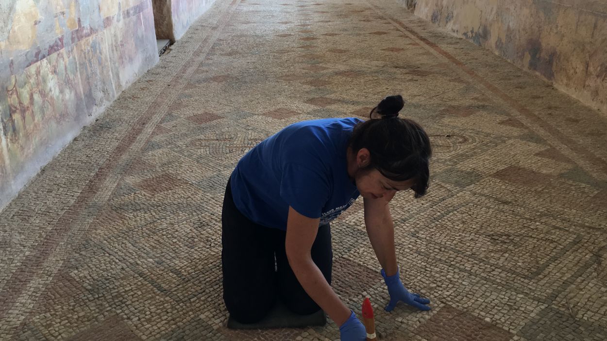 Slvia Llobet, coordinadora d'arqueologia del Centre de Restauraci de Bns Mobles de Catalunya (CRBMC), a la Villa romana dels Munts / Foto: Cedida Slvia Llobet
