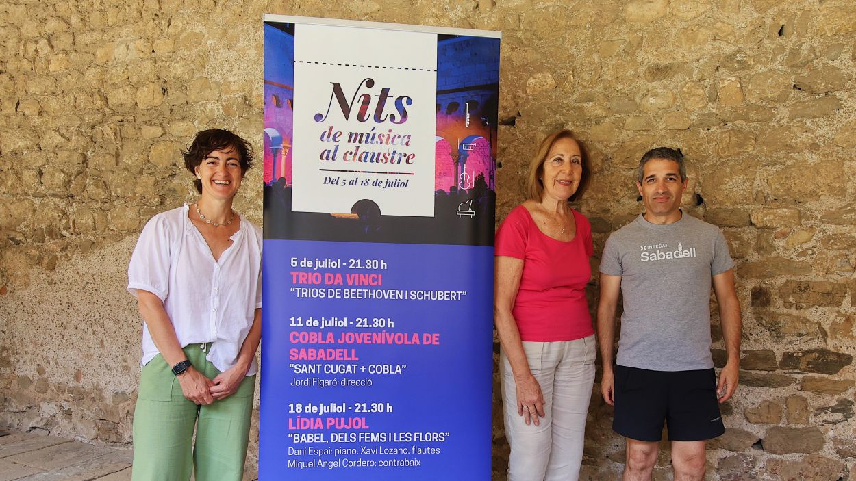 Nria Escamilla, Elvira Angls i Valent Maym durant la presentaci de la nova edici de les Nits de msica al Claustre / Foto: Joel Codina (Ajuntament de Sant Cugat)