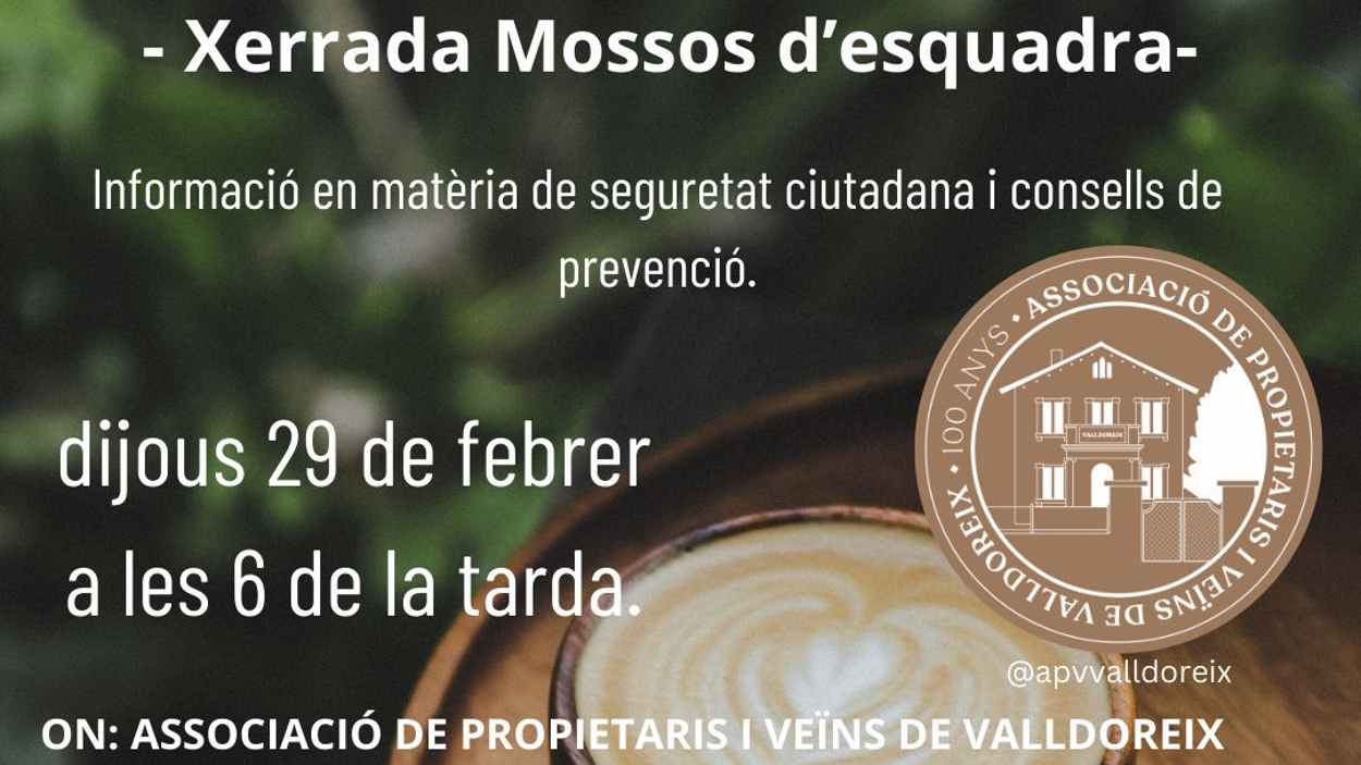 'Al voltant d'un cafè': Xerrada dels Mossos: 'Consells de seguretat'