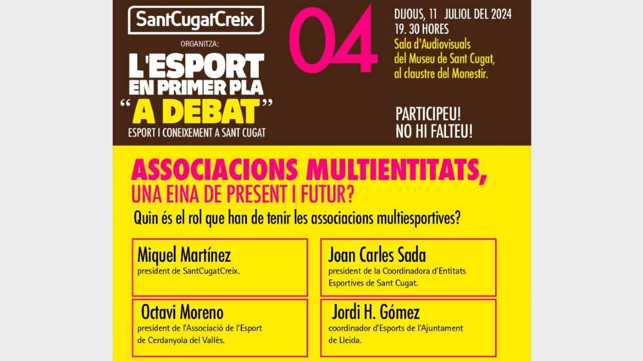 4t Debat 'L'esport en primer pla': 'Associacions multientitats, una eina de present i futur?'