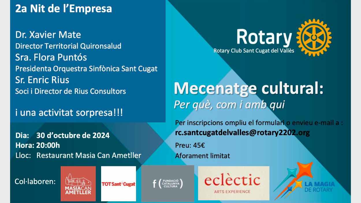 2a Nit de l'Empresa Rotary Club Sant Cugat: 'Mecenatge cultural: Per qu, com i amb qui'