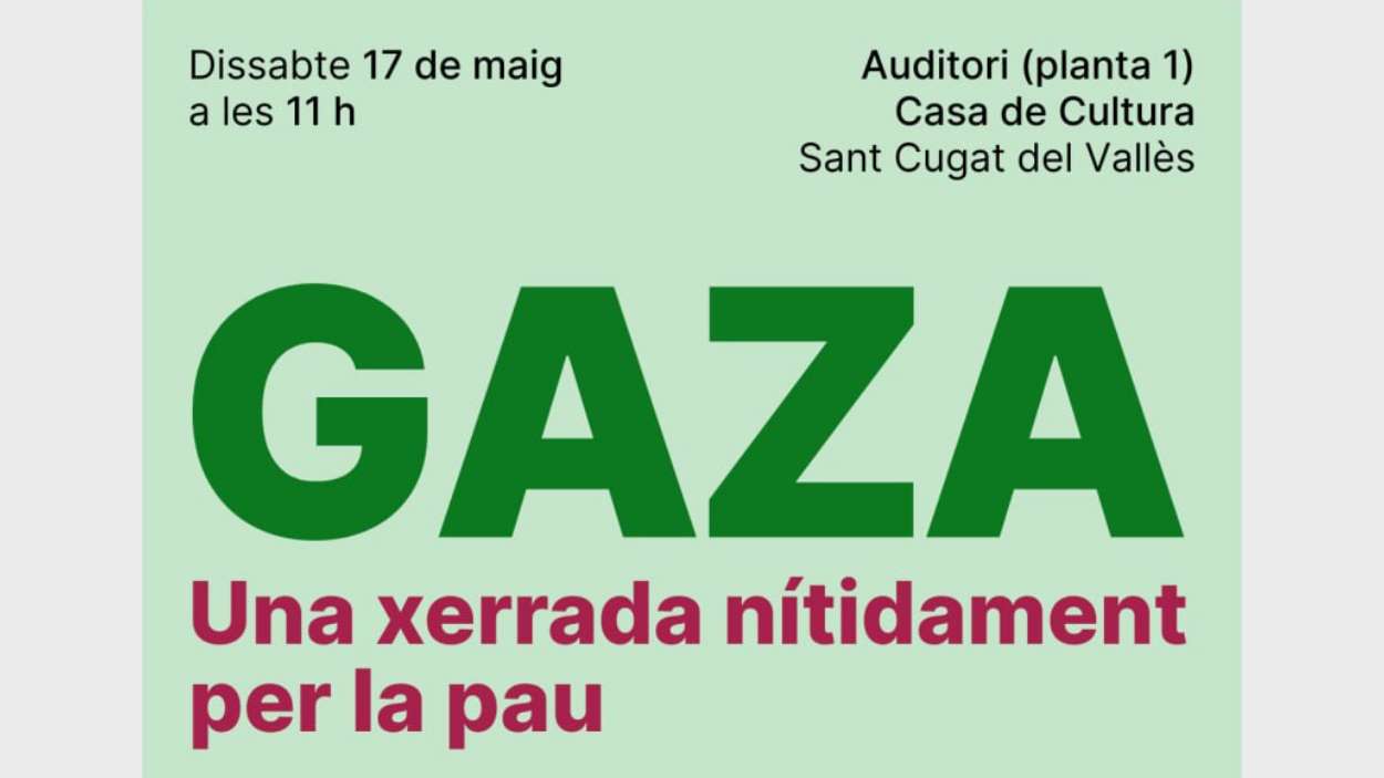 Acte (Comuns Sant Cugat): 'Gaza: una xerrada ntidament per la pau'