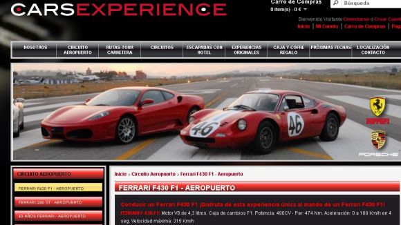 Anunci de la web de Cars-Experience / Font: Cars-Experience