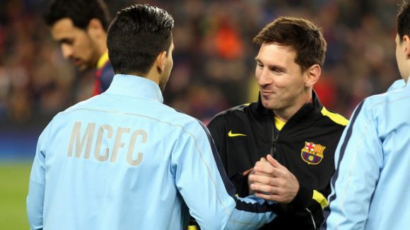 Sergio 'Kun' Agero i Leo Messi es veuran les cares aquest dimarts a Manchester // Foto: Miguel Ruiz (FCB)