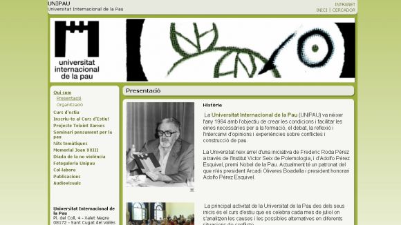 Captura de la web de l'entitat / Font: Universitatdelapau.org