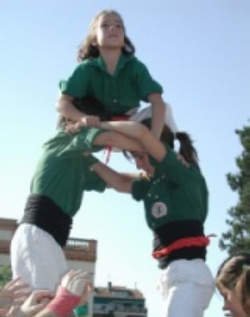 Un dels castells protagonistes, el 3 de 7 aixecat per sota (Fotografia: Castellers de Sant Cugat)