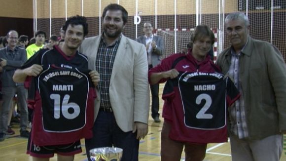 Mart Nicolau i Nacho lvarez, reconeguts durant la presentaci de l'Handbol Sant Cugat