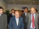 Jordi Pujol amb l'alcalde, Llus Recoder i el gerent, Antoni Balugo.
