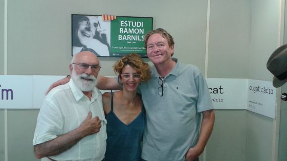 Eduard Jener, Gisela Figueres i Gerald Fannon, a l'estudi Ramon Barnils