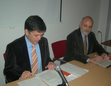 Jordi Jauset acompanyat de l'alcalde durant la presentaci