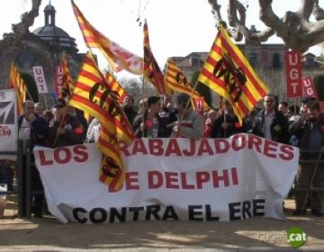 Manifestaci de treballadors de Delphi al Parlament