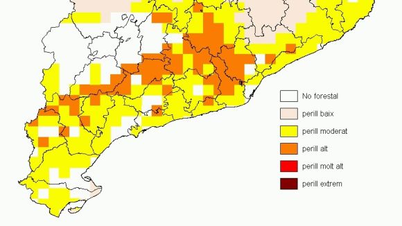 Mapa de predicci de perill d'incendi forestal / Font: Generalitat de Catalunya