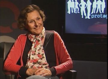 La directora i actriu Marta Angelat al plat de Cugat tv