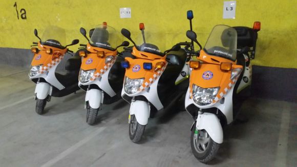Les motocicletes que formen part de la flota de vehicles de Protecció Civil / Foto: Ajuntament