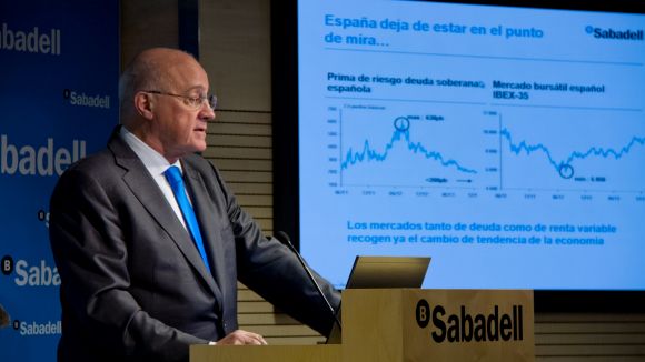 Josep Oliu durant la roda de premsa / Foto: Banc Sabadell