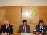 L'intendent en cap, Moiss Simn, l'alcalde i el regidor de Seguretat, Jaume Tubau.