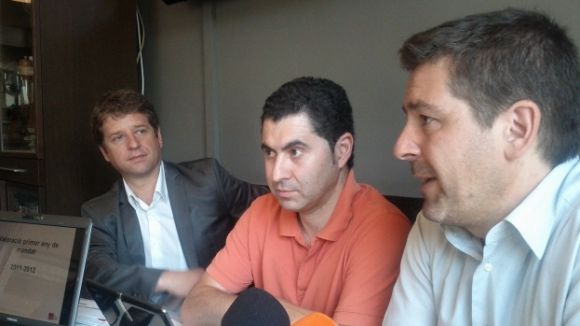 D'esquerra a dreta, Pere Soler, Ferran Villaseor i Michael Cceres, a la roda de premsa