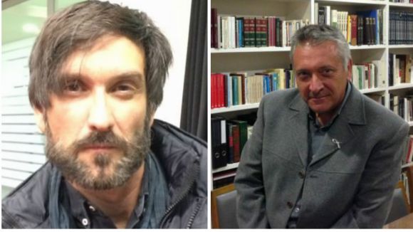 D'esquerra a dreta, Ricard Garcia Vilano, fotoperiodista i Robert Manrique, exdelegat a Catalunya de l'AVT