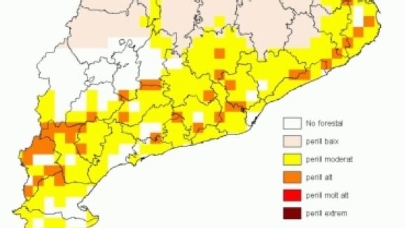 Detall del mapa de risc d'incendis forestals / Font: Generalitat de Catalunya