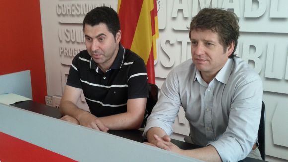 D'esquerra a dreta, Ferran Villaseor i Pere Soler, a la seu dels socialstes