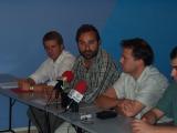 Pere Soler, Jordi Menndez i Salvador Gausa a la seu del PSC.